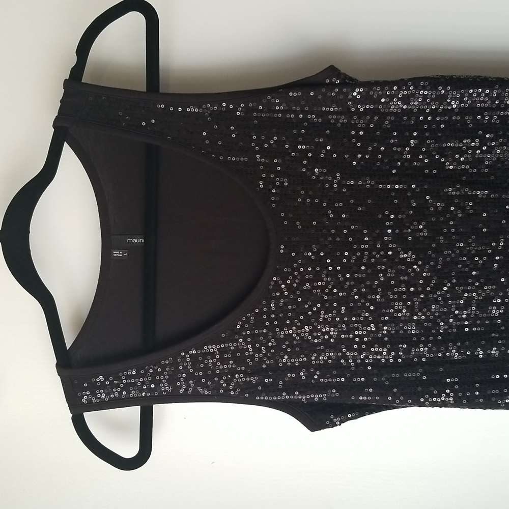 Sequin and cotton tank top
